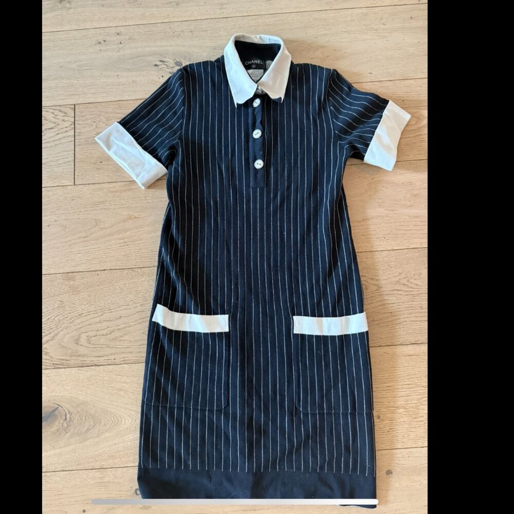 CHANEL Mini Dress -  Blue and White - Tennis  - Size 34 FR/ 2 USA